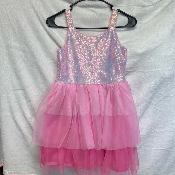 BNWT Zunie Girl Dress: Pretty Pink Dress, Sequined Top, Tulle & Slip-like  Skirt